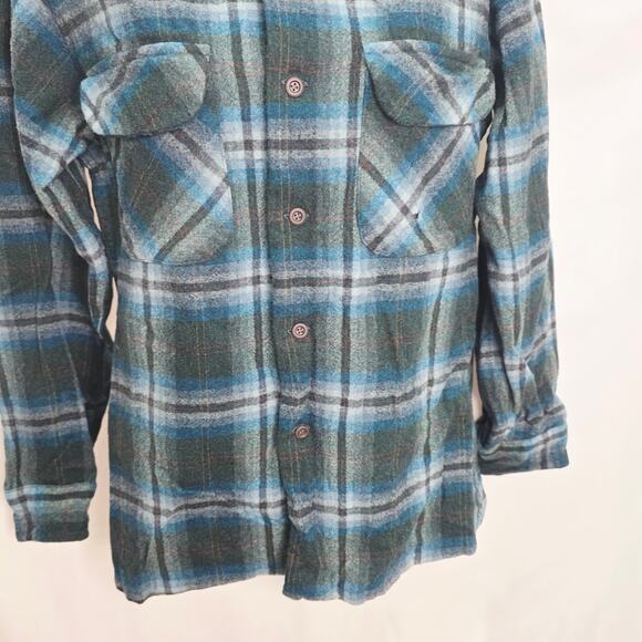 Vintage Pendleton Virgin Wool Men's Flannel Shirt Size M   DAMAGED A FEW HOLES - Picture 7 of 11
